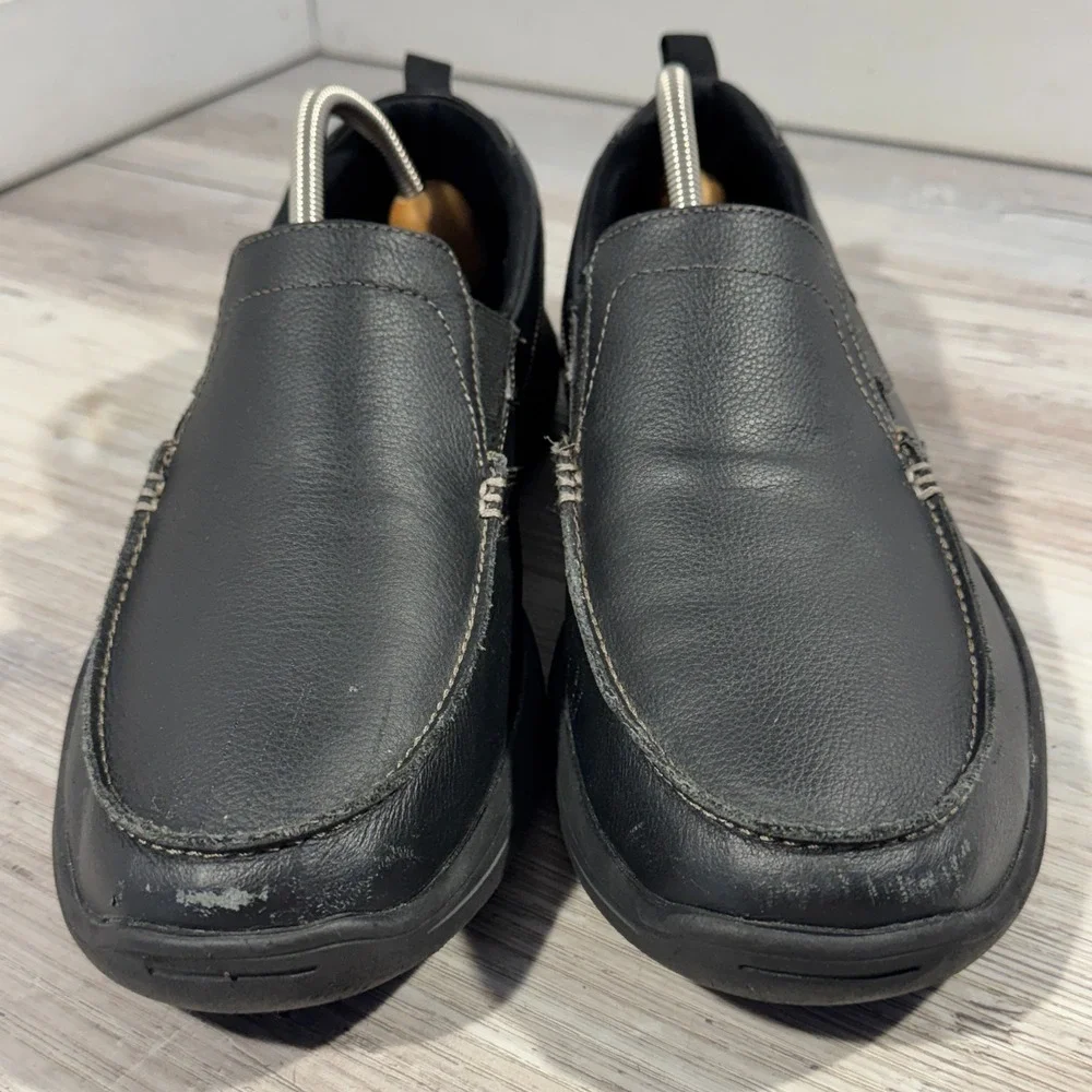 Skechers Harper Forde Slip On‎ Black Leather Casual Loafer Shoes Men's Size 10